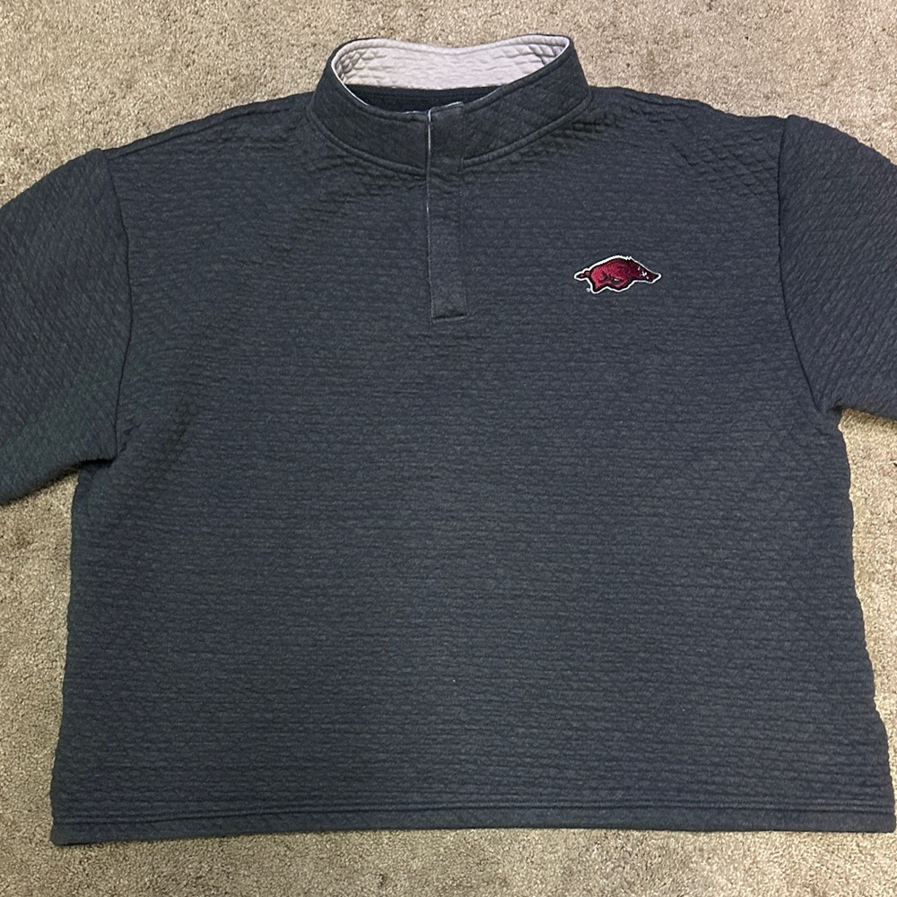 Champion Mens Arkansas Razorbacks Quilted 1/4 Zip Pullover Gray Size XXL